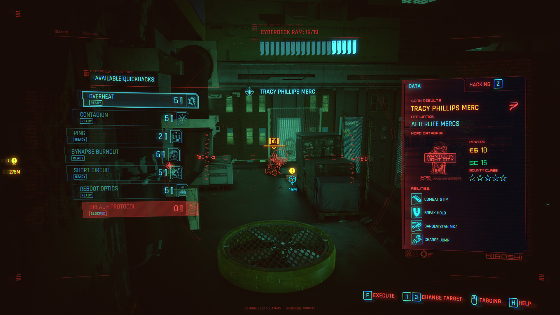Cyberpunk 2077 screenshot: realistic, first-person, third-person, no outlines, realistic lighting (environment, ui / menu)