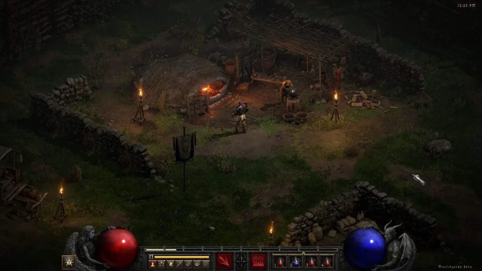 Diablo II screenshot: pre-rendered, isometric, baked lighting (environment)