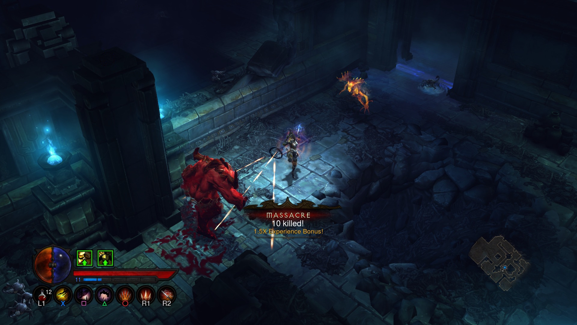 Diablo III: Reaper of Souls – Ultimate Evil Edition screenshot: stylized 3d, isometric, no outlines, soft gradient (environment, combat)