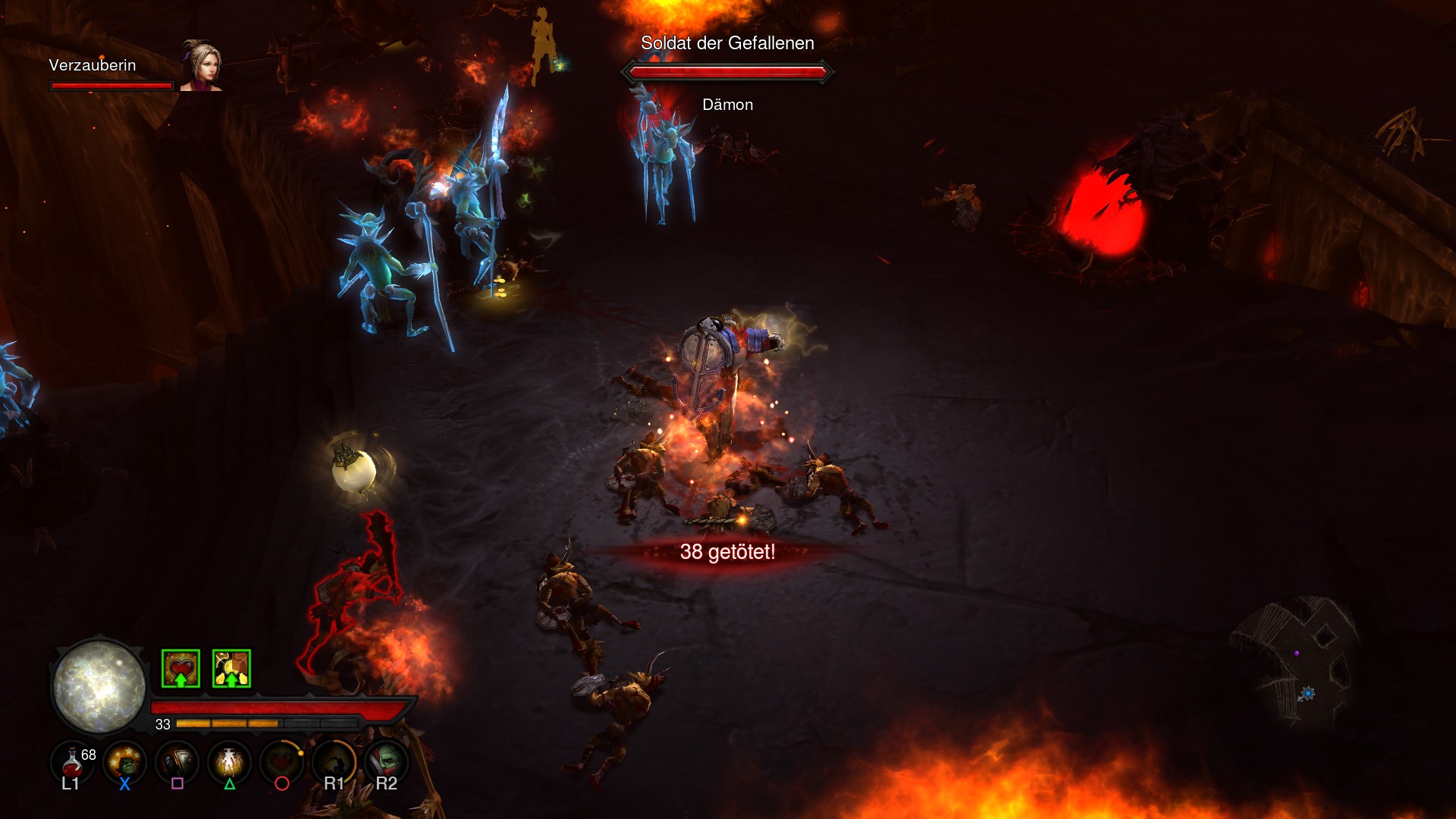 Diablo III: Reaper of Souls – Ultimate Evil Edition screenshot: stylized 3d, isometric, no outlines, soft gradient (environment, combat)