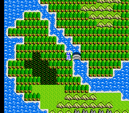 Dragon Quest screenshot: pixel art, three-quarter, first-person, black outlines, flat / unlit (environment)