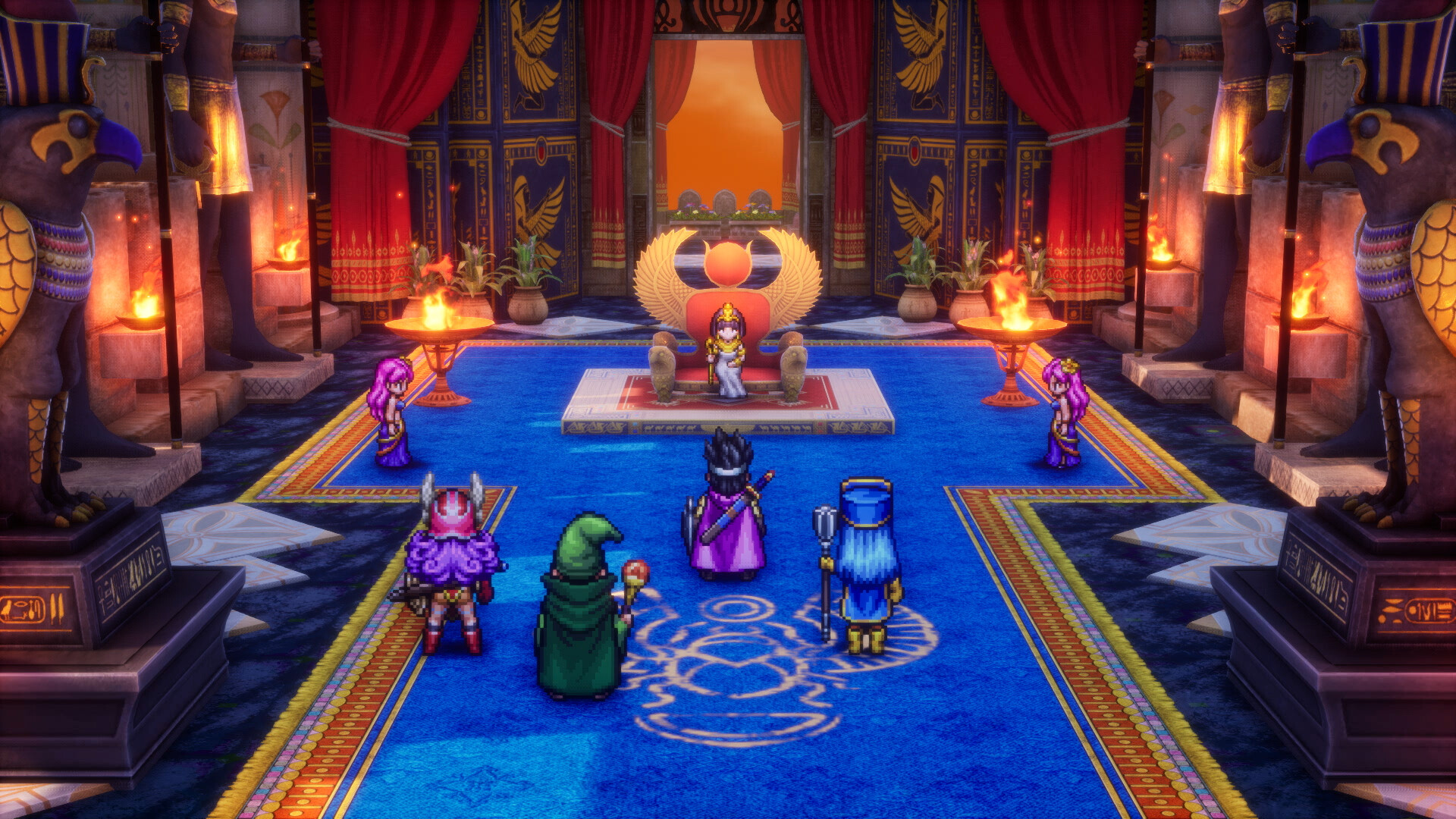 Dragon Quest III HD-2D Remake screenshot: pixel art, stylized 3d, three-quarter, soft gradient (environment)