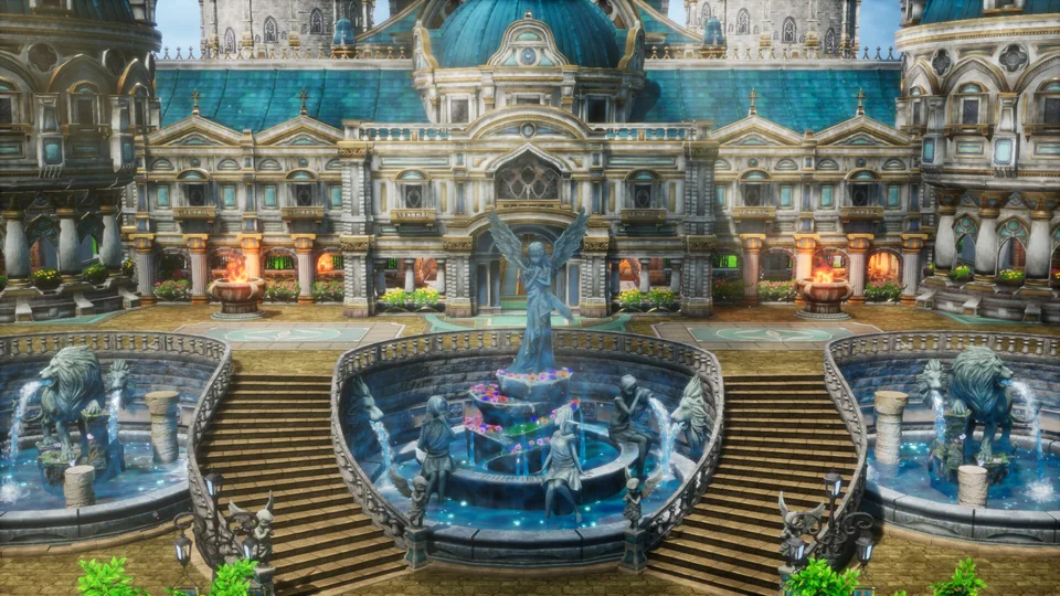 Dragon Quest III HD-2D Remake screenshot: pixel art, stylized 3d, three-quarter, soft gradient (environment)