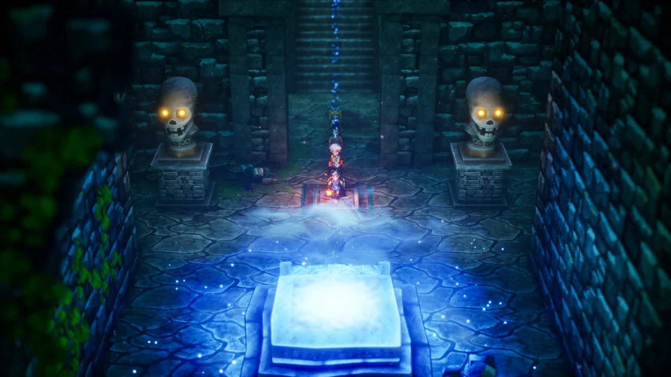 Dragon Quest III HD-2D Remake screenshot: pixel art, stylized 3d, three-quarter, soft gradient (environment)