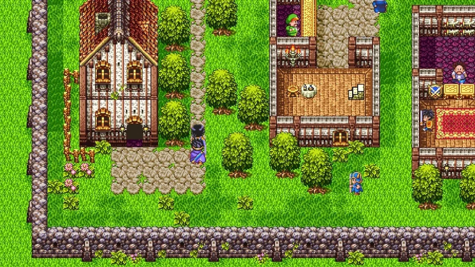 Dragon Quest III: The Seeds of Salvation (Nintendo Switch) screenshot: pixel art, hand-drawn, three-quarter, first-person, black outlines, baked lighting (environment)