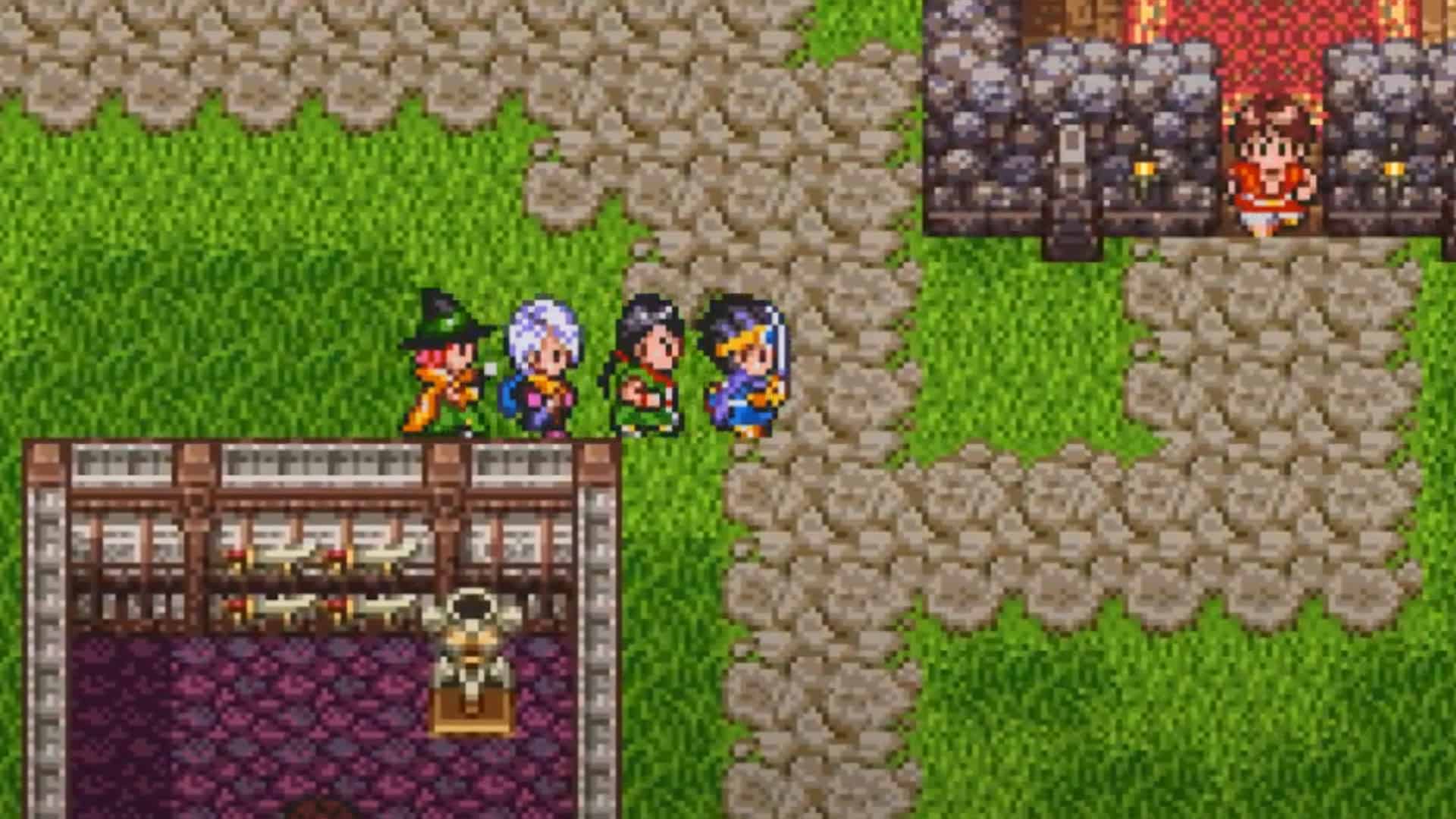 Dragon Quest III: The Seeds of Salvation (Nintendo Switch) screenshot: pixel art, hand-drawn, three-quarter, black outlines, baked lighting (environment, character)