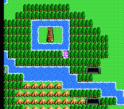 Dragon Quest IV screenshot: pixel art, three-quarter, black outlines, flat / unlit (environment)