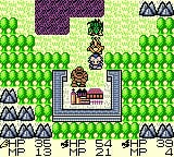 Dragon Warrior Monsters screenshot: pixel art, three-quarter, fixed camera, black outlines, dithered shading (environment)