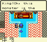 Dragon Warrior Monsters screenshot: pixel art, three-quarter, fixed camera, black outlines, dithered shading (environment, cutscene)