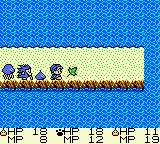 Dragon Warrior Monsters screenshot: pixel art, three-quarter, fixed camera, black outlines, dithered shading (environment)