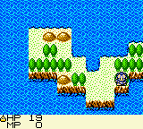 Dragon Warrior Monsters screenshot: pixel art, three-quarter, fixed camera, black outlines, dithered shading (environment)
