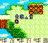 Dragon Warrior Monsters screenshot: pixel art, three-quarter, fixed camera, black outlines, dithered shading (environment)