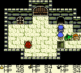 Dragon Warrior Monsters screenshot: pixel art, three-quarter, fixed camera, black outlines, dithered shading (environment)