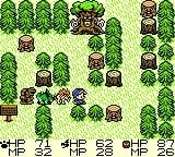 Dragon Warrior Monsters screenshot: pixel art, three-quarter, fixed camera, black outlines, dithered shading (environment)