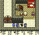 Dragon Warrior Monsters screenshot: pixel art, three-quarter, fixed camera, black outlines, dithered shading (environment)