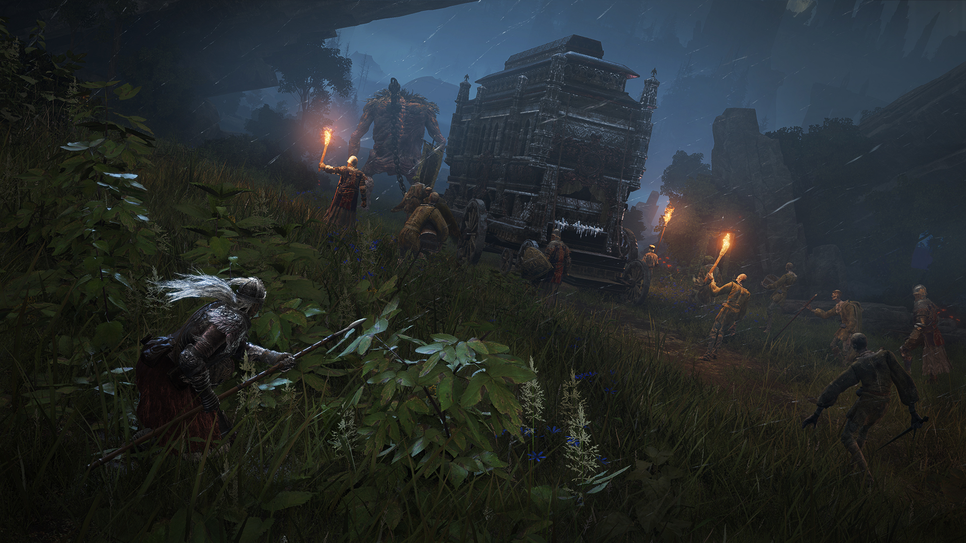 Elden Ring screenshot: realistic, third-person, no outlines, realistic lighting (environment, combat)