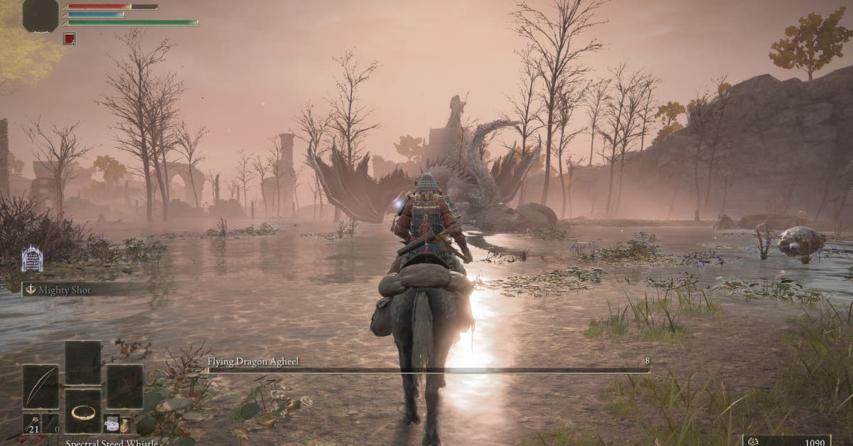 Elden Ring screenshot: realistic, third-person, no outlines, realistic lighting (environment, character, combat)