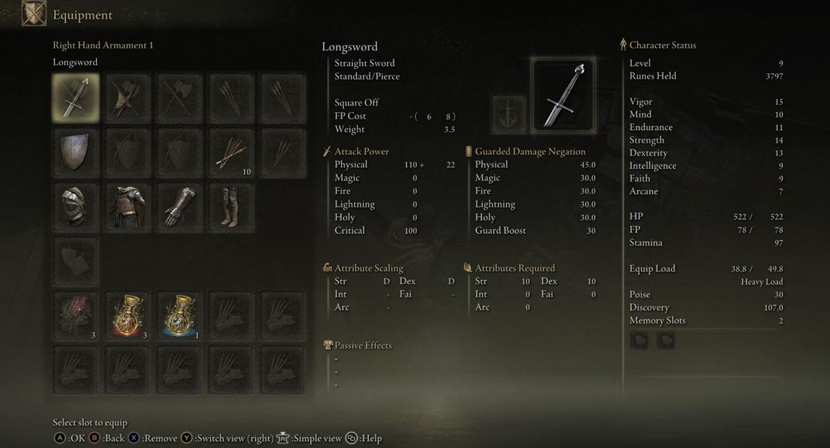 Elden Ring screenshot: realistic, third-person, no outlines, realistic lighting (ui / menu)