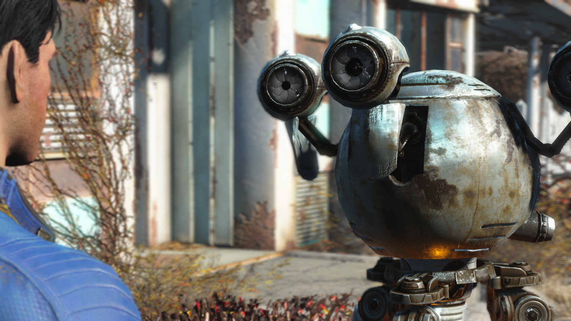 Fallout 4 screenshot: realistic, first-person, third-person, no outlines, realistic lighting (character, cutscene)