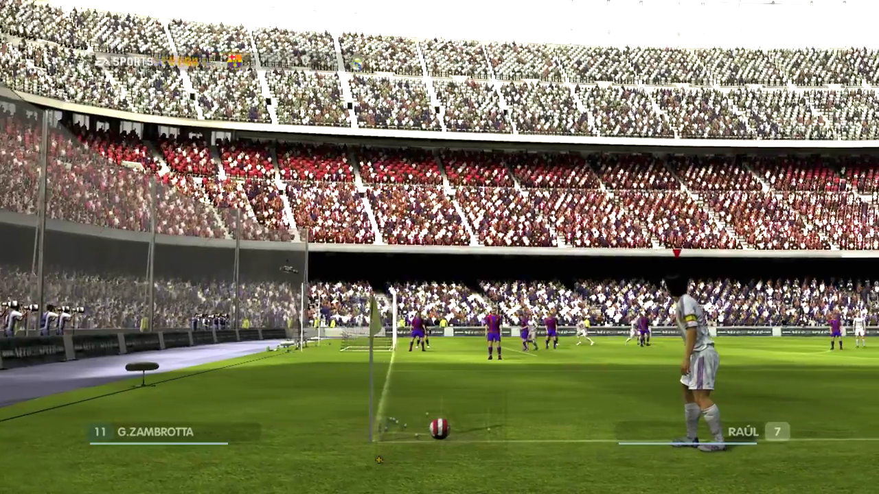 [FIFA 08](https://en.wikipedia.org/wiki/FIFA_08) screenshot: realistic, three-quarter, third-person, no outlines, soft gradient (environment, character)