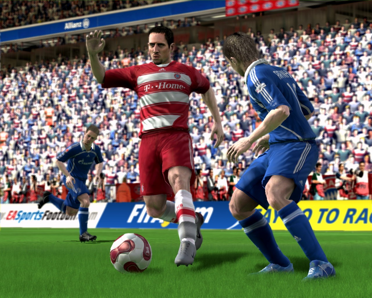FIFA 09 screenshot: realistic, third-person, no outlines, realistic lighting (environment, character, combat)