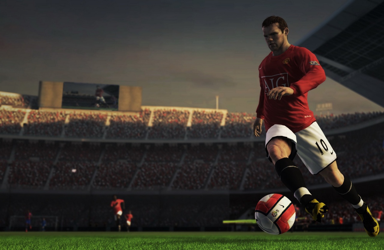 FIFA 09 screenshot: realistic, third-person, no outlines, realistic lighting (environment, character, combat)
