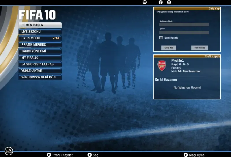 FIFA 10 screenshot: realistic, three-quarter, no outlines, soft gradient (ui / menu)