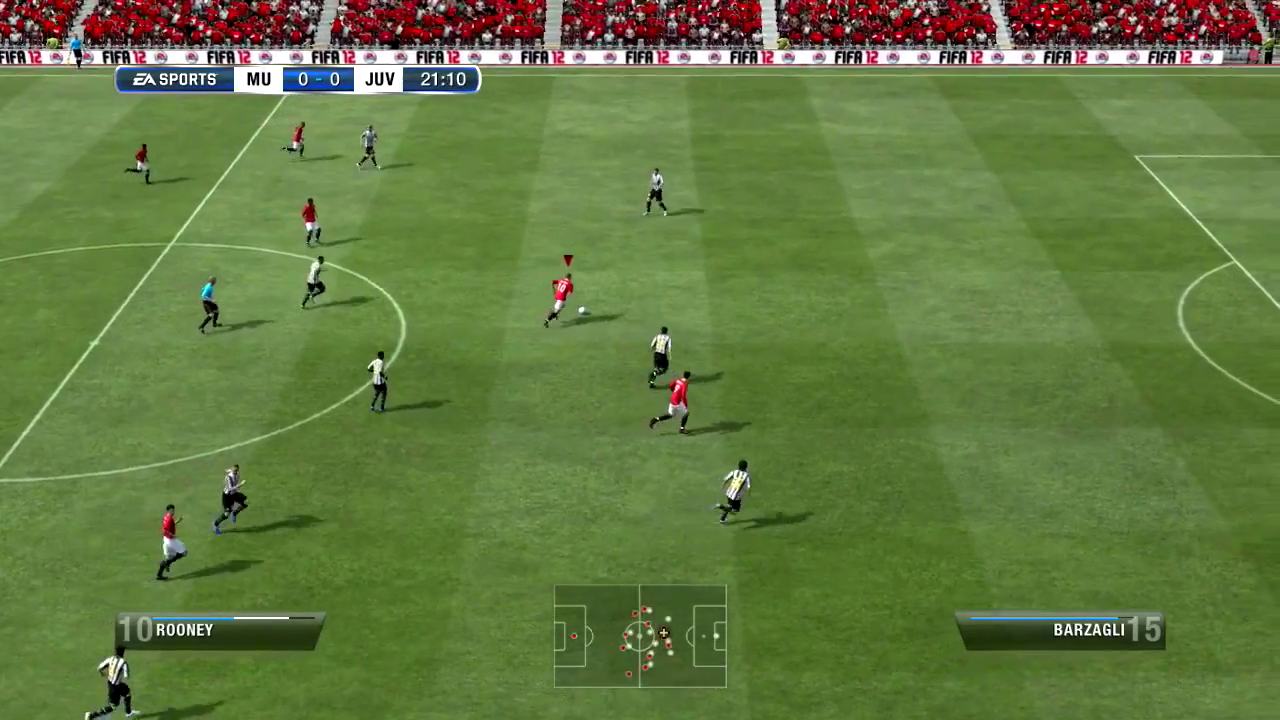 FIFA 12 screenshot: realistic, three-quarter, no outlines, realistic lighting (environment, combat)