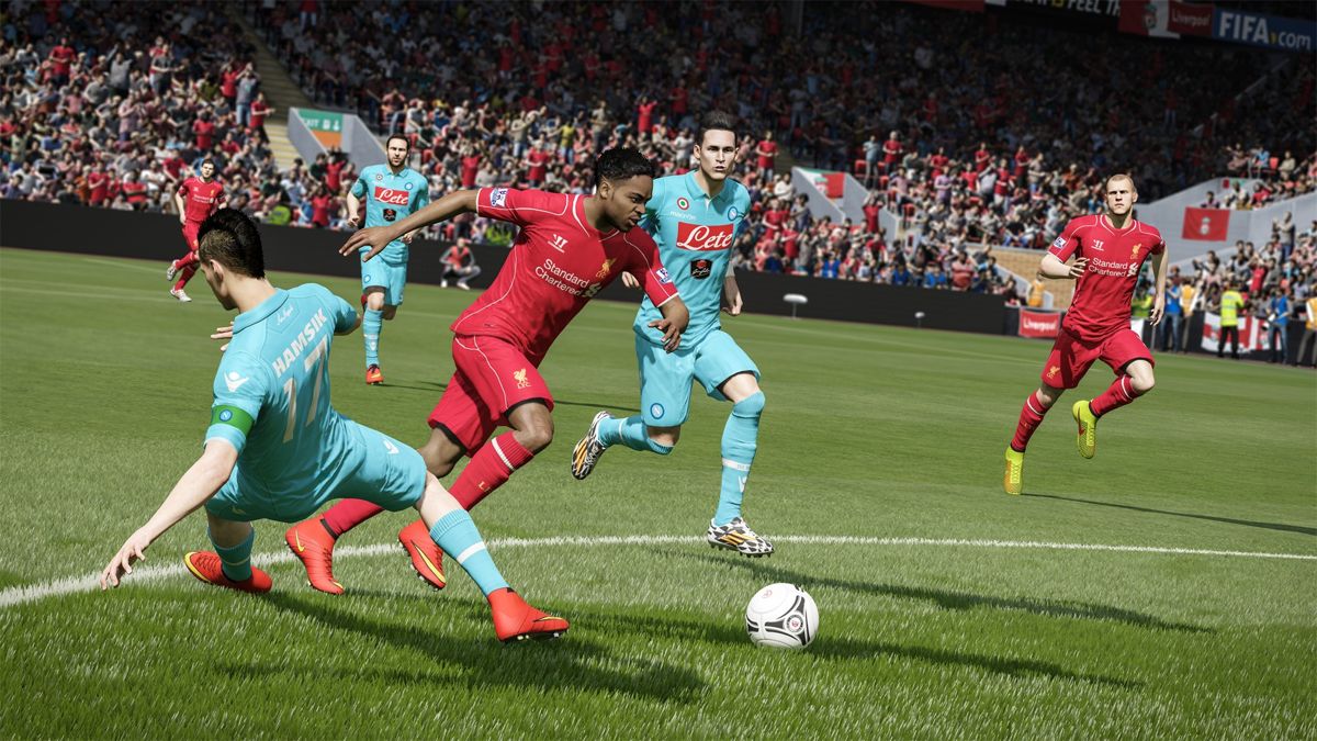 FIFA 15 screenshot: realistic, three-quarter, no outlines, realistic lighting (environment, character, combat)