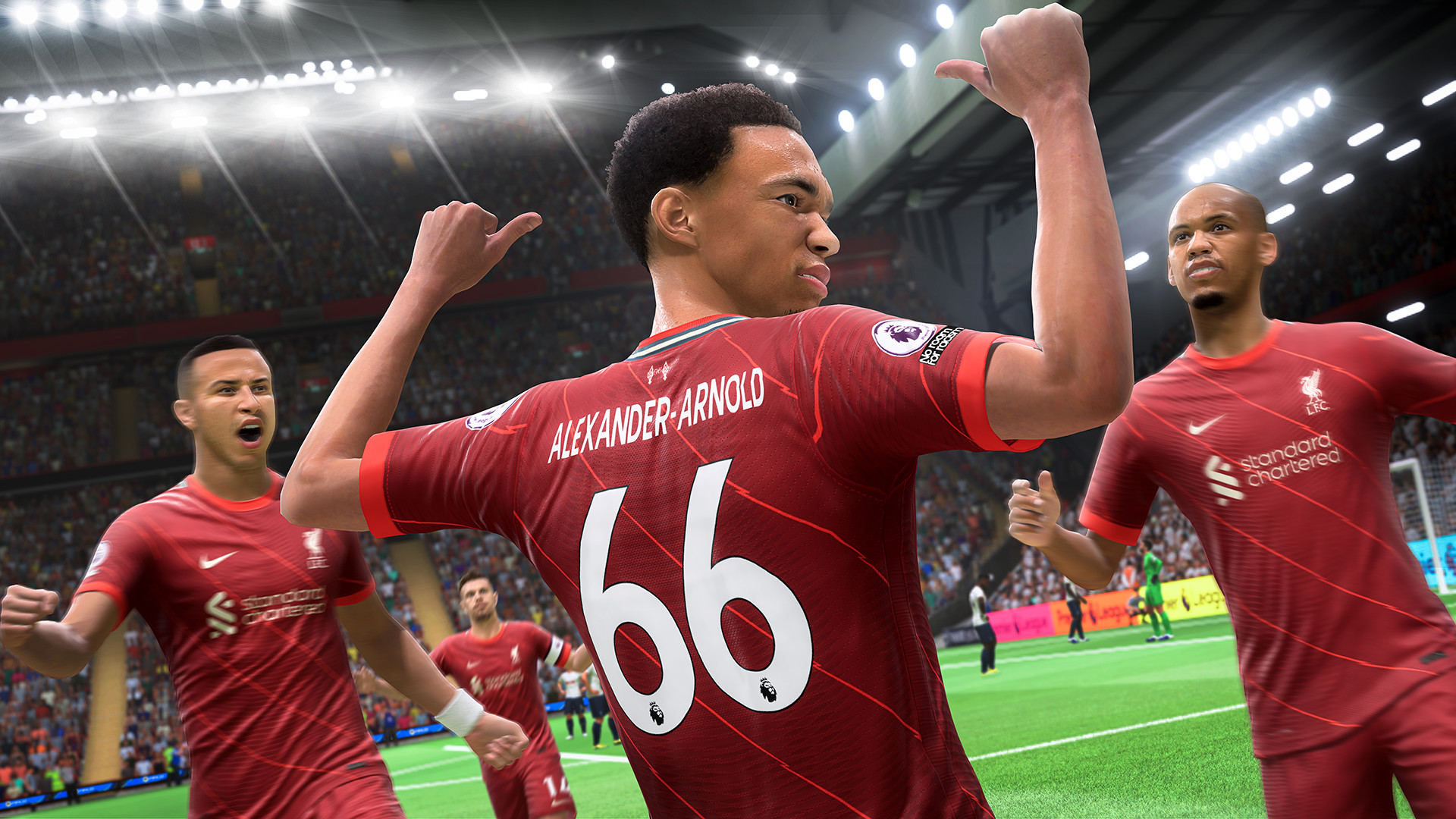 FIFA 22 screenshot: realistic, three-quarter, no outlines, realistic lighting (character)