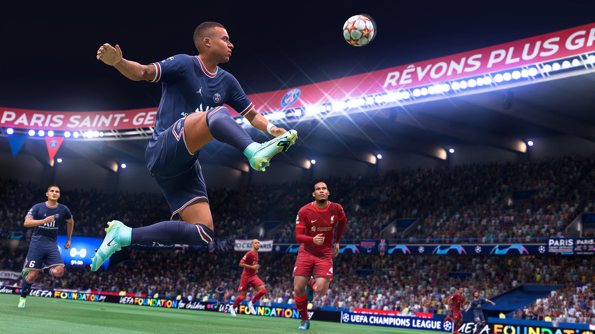FIFA 22 screenshot: realistic, three-quarter, no outlines, realistic lighting (character, combat)
