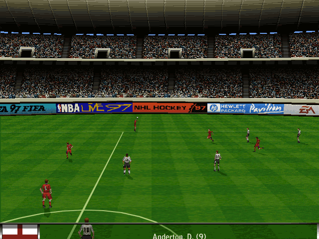 [FIFA 97](https://en.wikipedia.org/wiki/FIFA_97) screenshot: low-poly, three-quarter, third-person, no outlines (environment)
