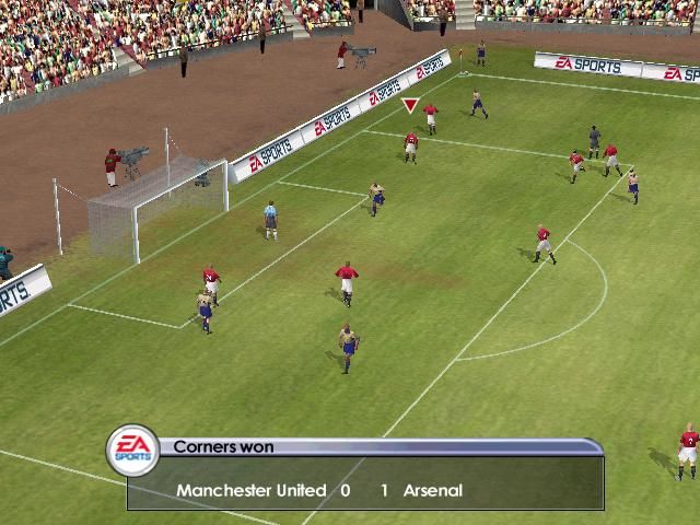 FIFA Football 2002 screenshot: realistic, three-quarter, no outlines, soft gradient (environment, combat)
