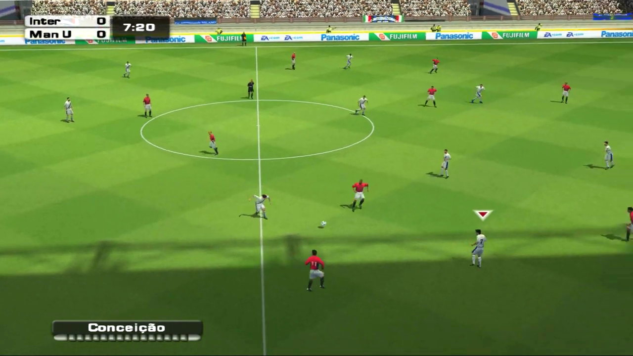 FIFA Football 2003 screenshot: realistic, three-quarter, no outlines, soft gradient (environment, combat)