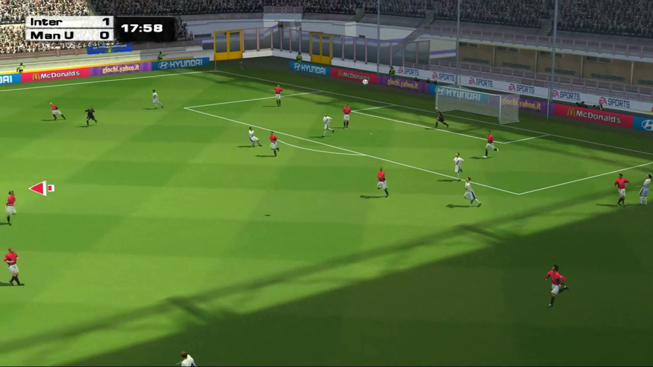 FIFA Football 2003 screenshot: realistic, three-quarter, no outlines, soft gradient (environment, combat)