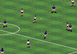 [FIFA International Soccer](https://en.wikipedia.org/wiki/FIFA_International_Soccer) screenshot: pixel art, isometric, dithered shading (environment)