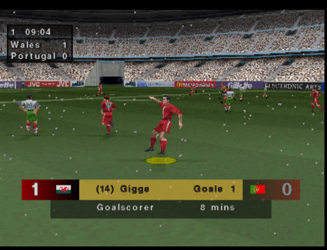 [FIFA: Road to World Cup 98](https://en.wikipedia.org/wiki/FIFA:_Road_to_World_Cup_98) screenshot: low-poly, three-quarter, no outlines (character)
