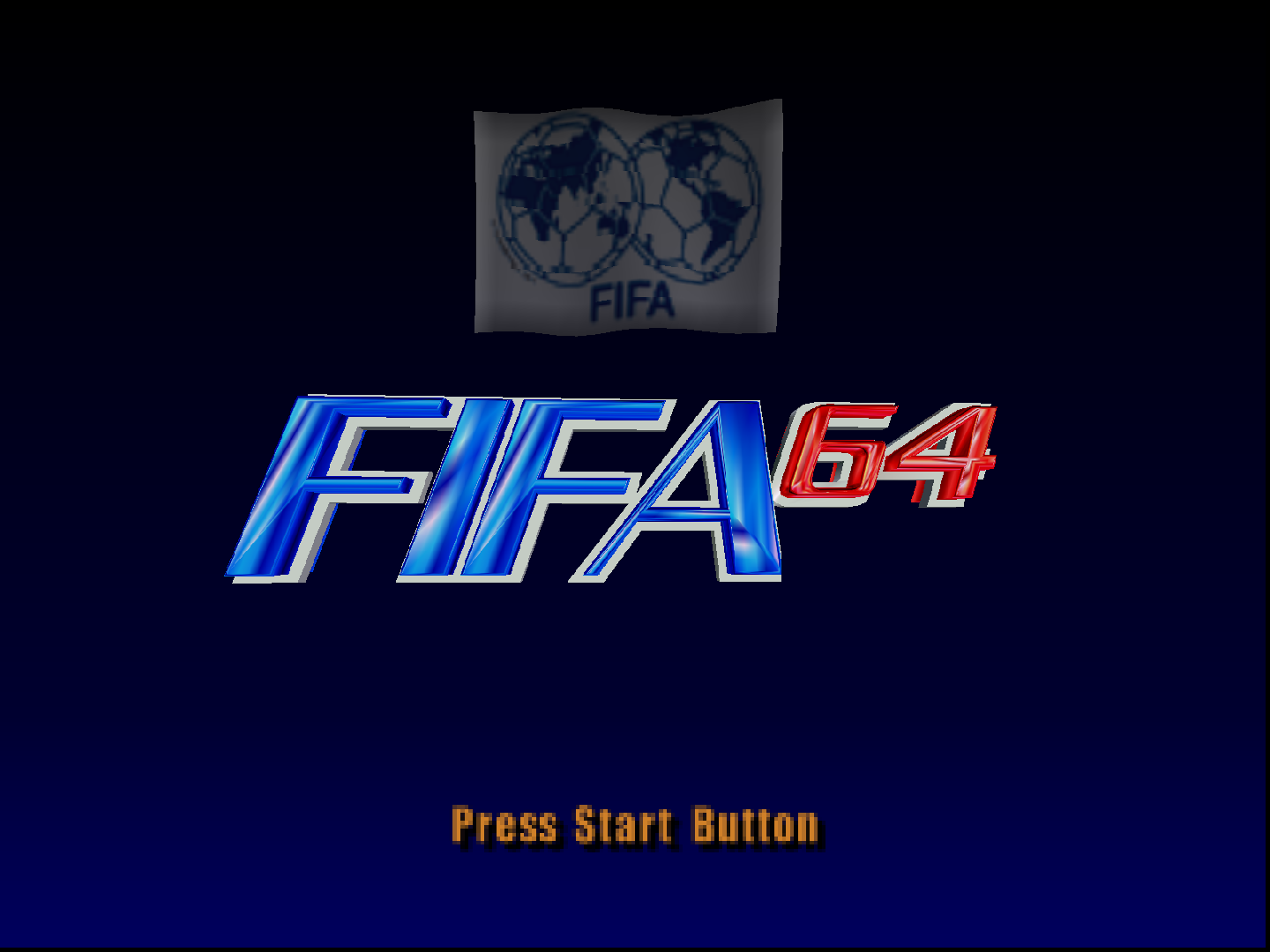 FIFA Soccer 64 screenshot: low-poly, three-quarter, no outlines (ui / menu)