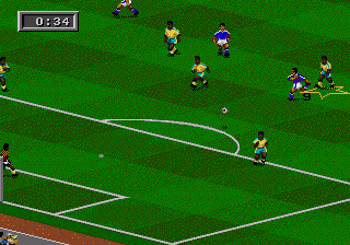 FIFA Soccer 95 screenshot: pixel art, isometric, dithered shading (environment)