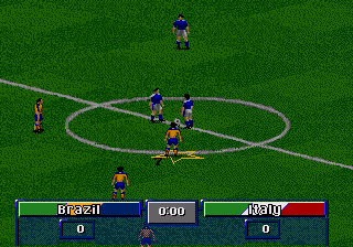 FIFA Soccer 96 screenshot: pixel art, isometric, no outlines, dithered shading (environment)