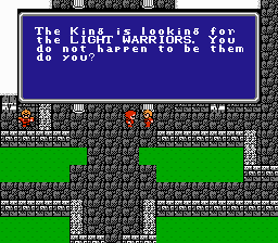 FINAL FANTASY screenshot: pixel art, three-quarter, fixed camera, black outlines, flat / unlit (environment, cutscene)