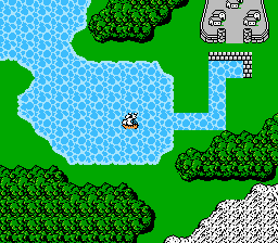 FINAL FANTASY screenshot: pixel art, three-quarter, fixed camera, black outlines, flat / unlit (environment)