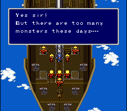 Final Fantasy IV screenshot: pixel art, three-quarter, fixed camera, black outlines, dithered shading (cutscene)