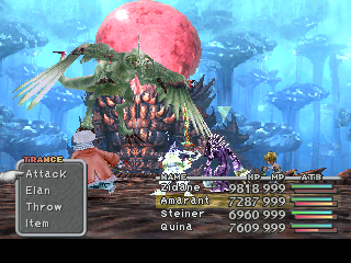 FINAL FANTASY IX screenshot: pre-rendered, low-poly, fixed camera, third-person, no outlines, baked lighting (environment, combat)