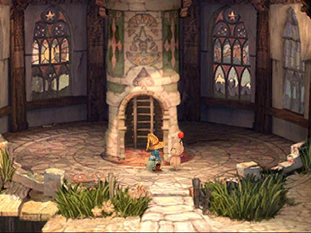 FINAL FANTASY IX screenshot: pre-rendered, low-poly, fixed camera, third-person, no outlines, baked lighting (environment)