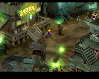 FINAL FANTASY VII screenshot: low-poly, pre-rendered, fixed camera, no outlines (environment, character)