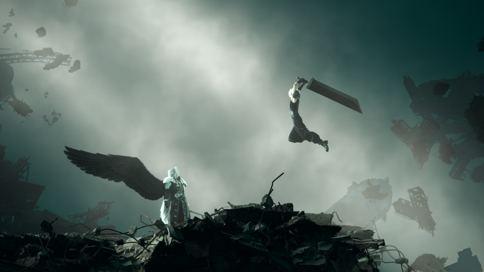 FINAL FANTASY VII REBIRTH screenshot: realistic, low-poly, third-person, no outlines, realistic lighting (environment, character, combat, cutscene)