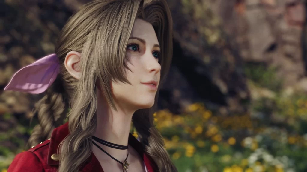 FINAL FANTASY VII REBIRTH screenshot: realistic, low-poly, third-person, no outlines, realistic lighting (character, cutscene)