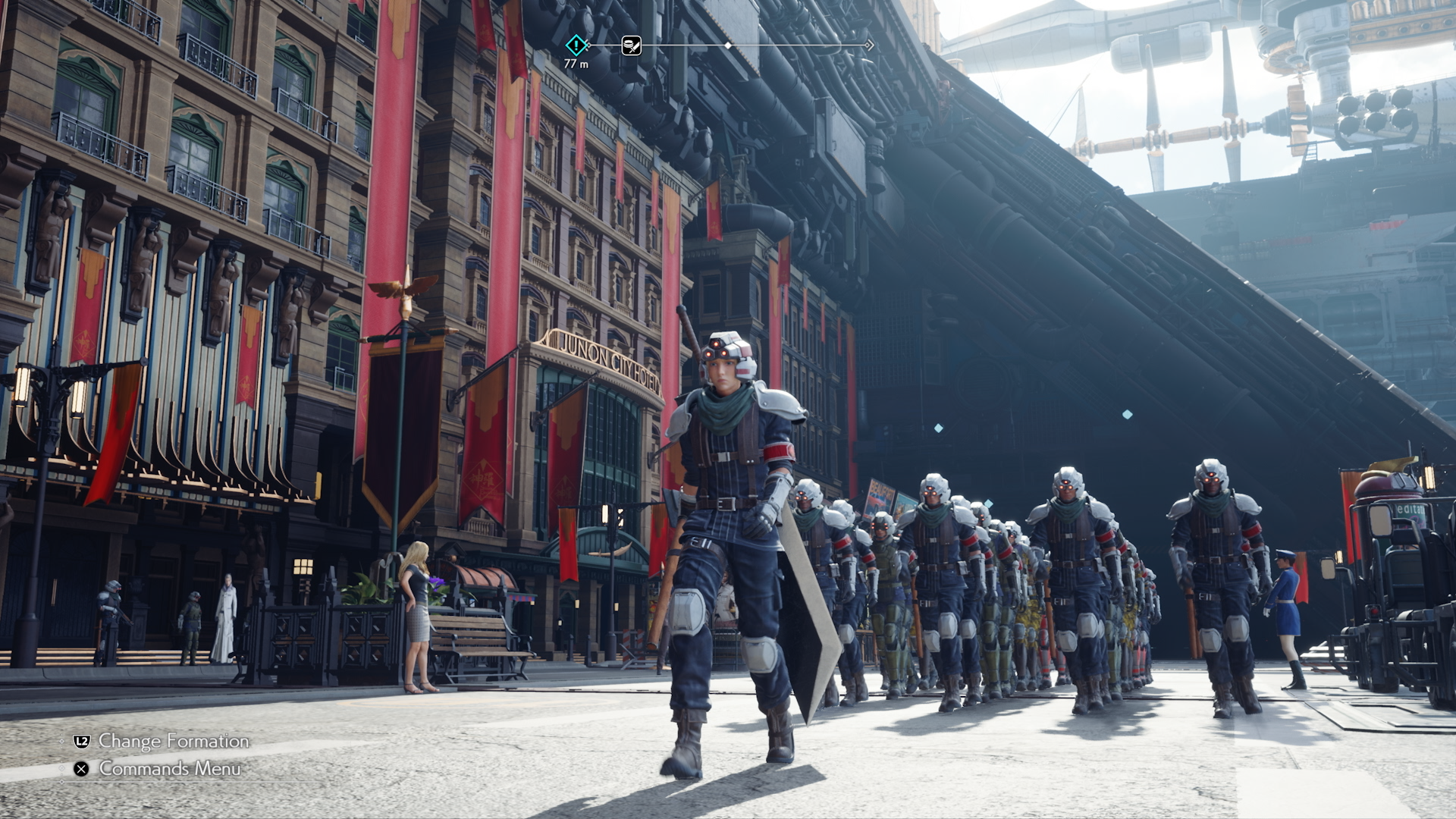 FINAL FANTASY VII REBIRTH screenshot: realistic, low-poly, third-person, no outlines, realistic lighting (environment, character)