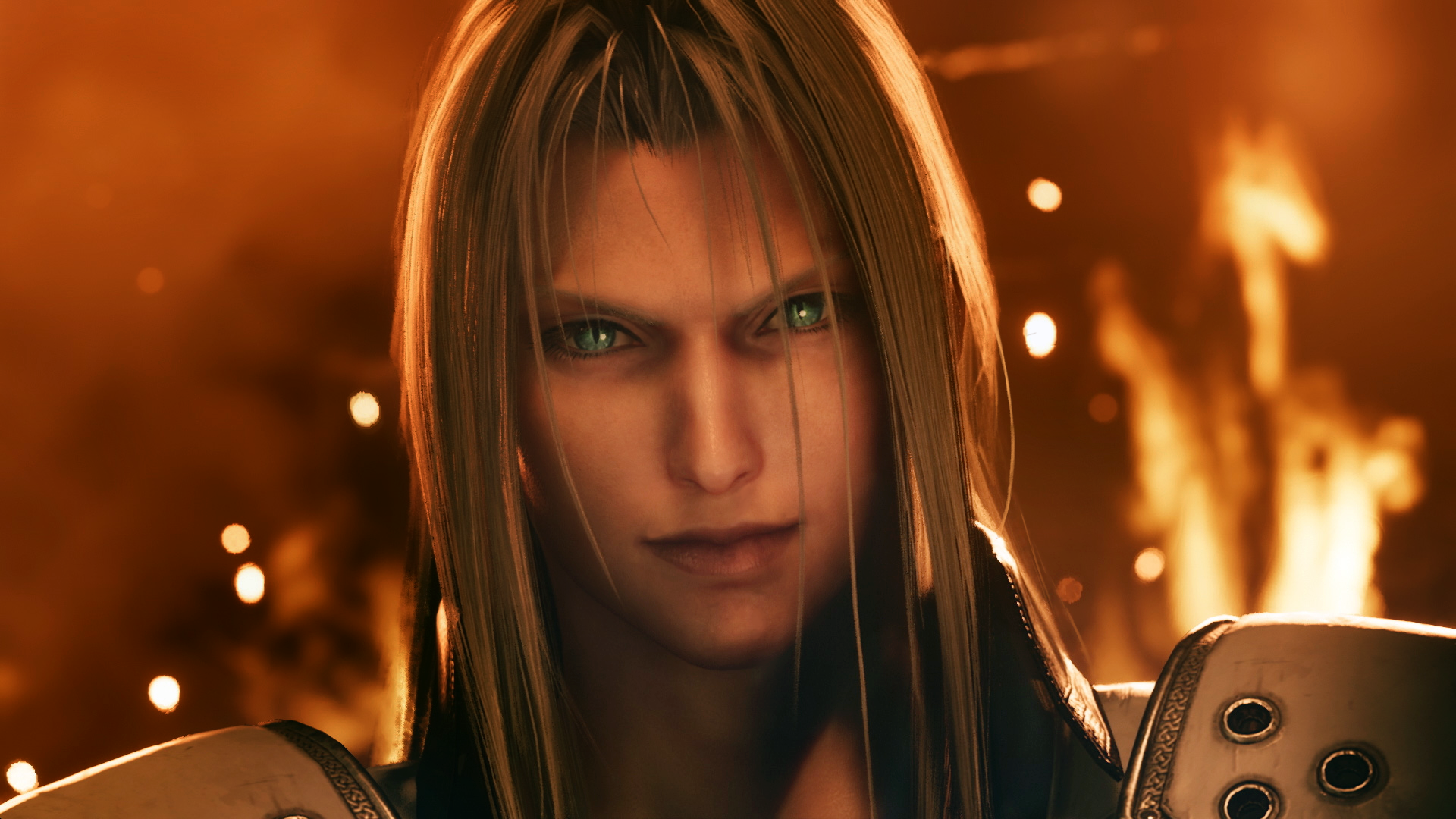 FINAL FANTASY VII REMAKE screenshot: realistic, third-person, no outlines, realistic lighting (character, cutscene)
